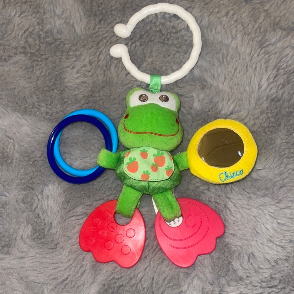 Chico FROG Stuffed Animal Baby Toy Teether Rattle Mirror